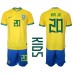 Billige Brasilien Vinicius Junior #20 Børnetøj Hjemmebanetrøje til baby VM 2022 Kortærmet (+ korte bukser)